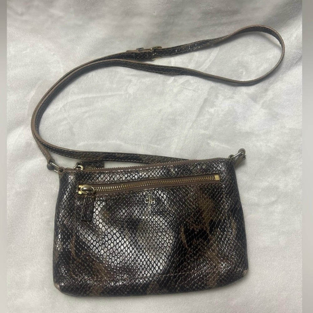 Cole Haan brown snakeskin pattern small shoulder bag purse crossbody
